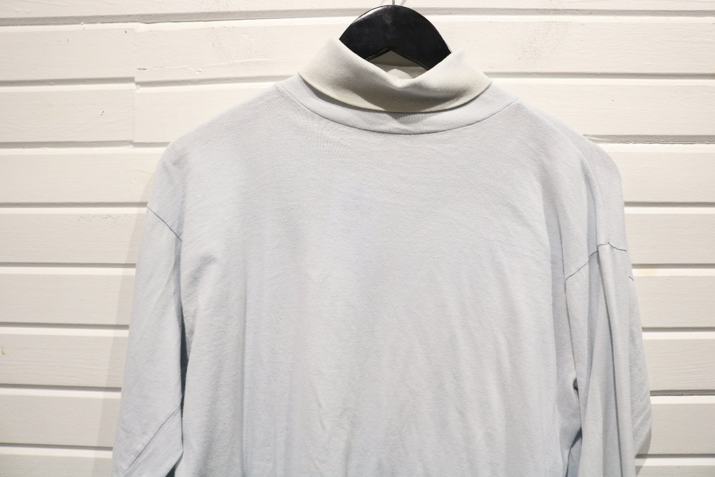 Jessica-Sport Turtleneck Top | Vintage Light Blue High Neck Long Sleeve Shirt | Soft Casual Layer