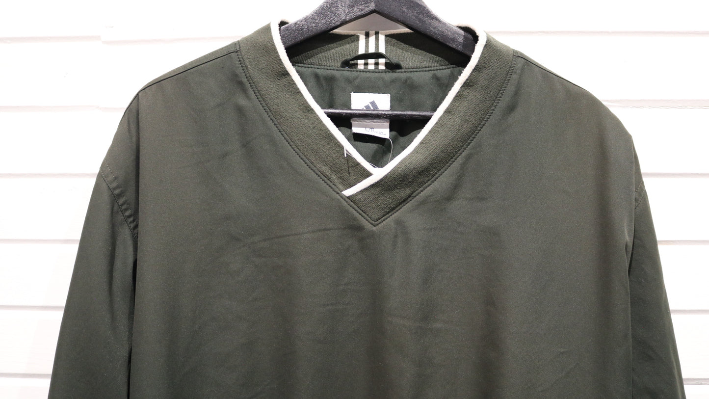 Adidas Climashell Windbreaker | Vintage 90s Forest Green V-Neck Pullover Jacket | Classic Retro Outerwear