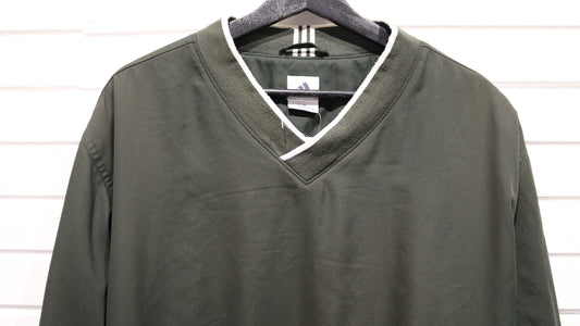 Adidas Climashell Windbreaker | Vintage 90s Forest Green V-Neck Pullover Jacket | Classic Retro Outerwear