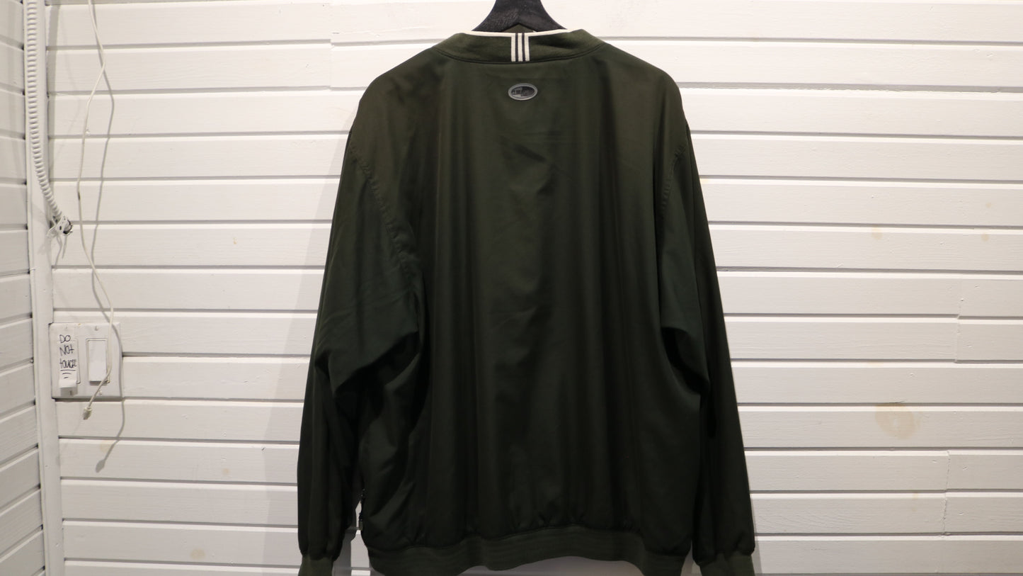 Adidas Climashell Windbreaker | Vintage 90s Forest Green V-Neck Pullover Jacket | Classic Retro Outerwear