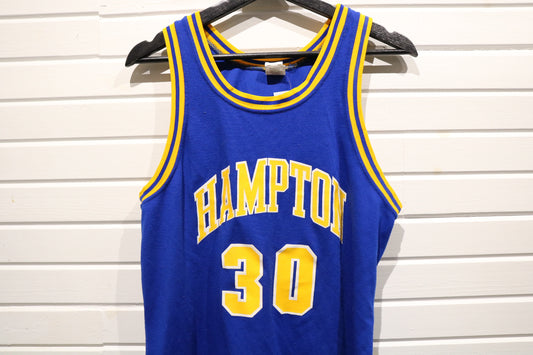 DeLONG Hampton 30 Jersey | Vintage 90s Blue-Yellow Basketball Tank Top | Classic Sportswear