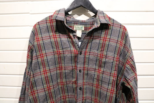 L.L.Bean Plaid Button-Up Shirt | Vintage Classic Flannel Long Sleeve Top | Men's/Women's Casual Wear