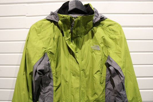 North-Face Jacket | Vintage Outdoor Shell Hooded Jacket | Green With Grey Paneling | Technical Sportswear