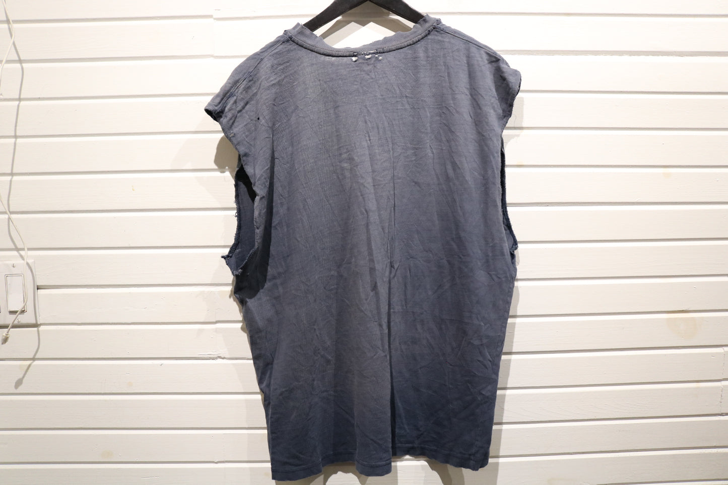 Carhartt Sleeveless Henley Shirt | Vintage Distressed Workwear Muscle Tee | Faded Blue Utility Top