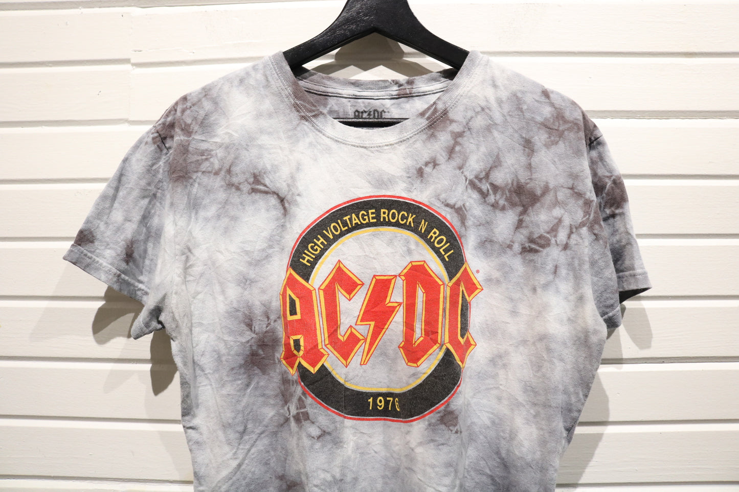AC-DC High Voltage Rock N Roll T-Shirt | Vintage Tie-Dye Band Graphic Tee | Classic Concert Music Apparel