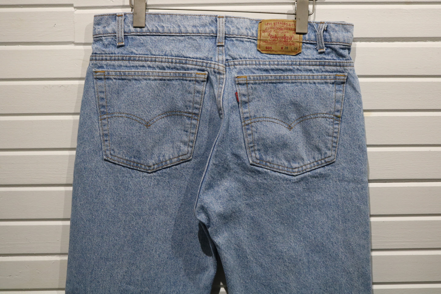Levi's 505 Jeans / Vintage Denim Trouser / 90s Straight Leg / Classic Blue / Size 38x34