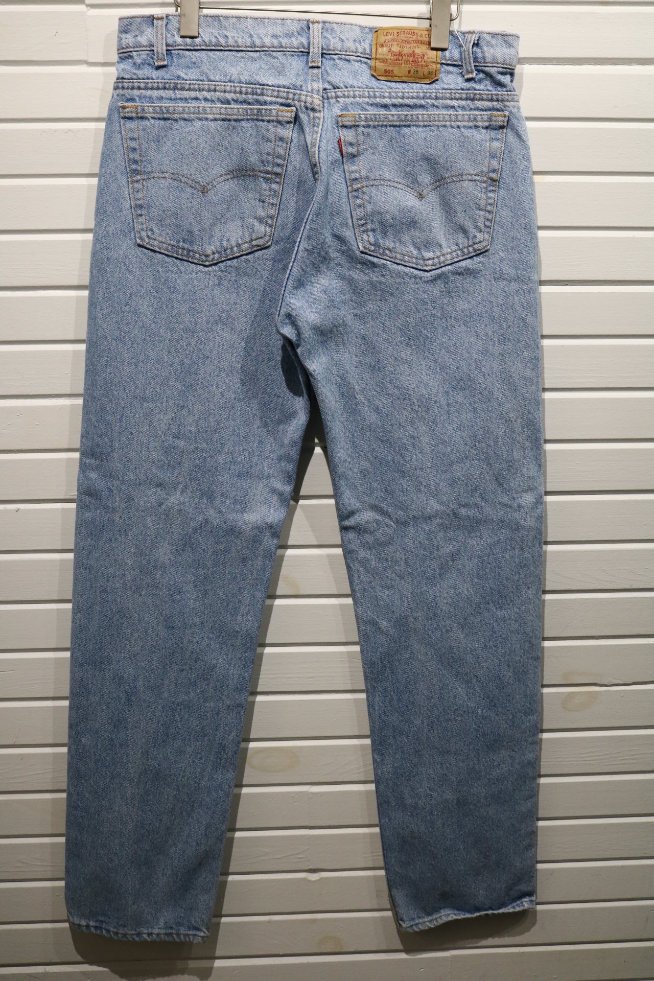 Levi's 505 Jeans / Vintage Denim Trouser / 90s Straight Leg / Classic Blue / Size 38x34