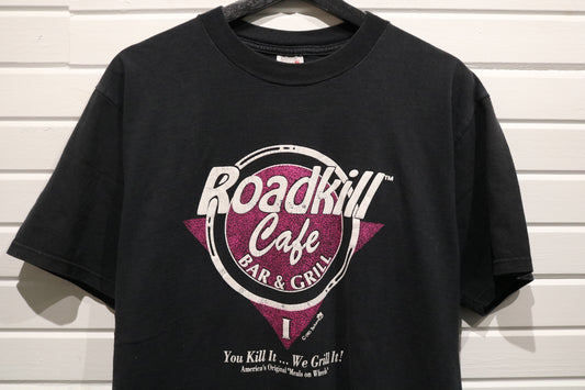 Roadkill-Cafe Bar-and-Grill T-Shirt | Vintage 1990s Humorous Graphic Tee | Classic Novelty Retro Shirt