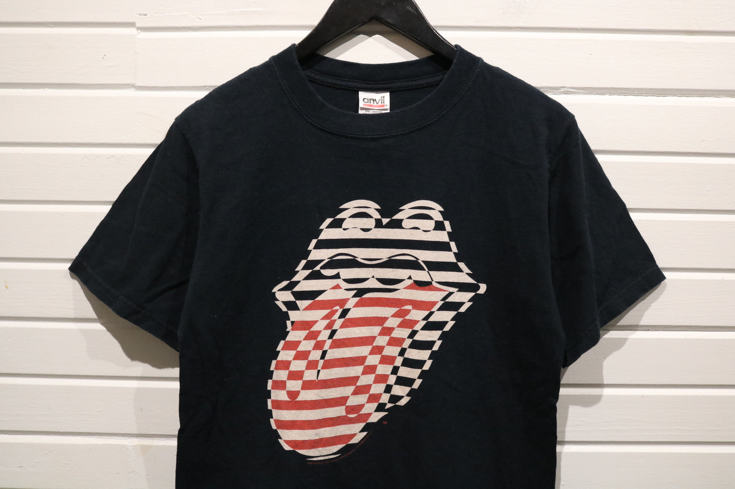 Rolling-Stones Tongue Logo T-Shirt | Vintage 2000s Striped Graphic Rock Band Tee | Classic Concert Tour Apparel