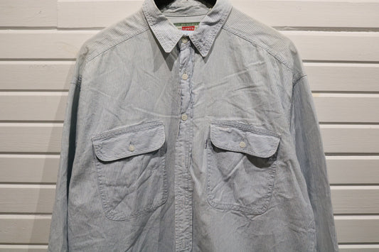 Levi's Pinstripe Button-Up Shirt | Vintage Classic Workwear Striped Shirt | Casual Utility Shirt