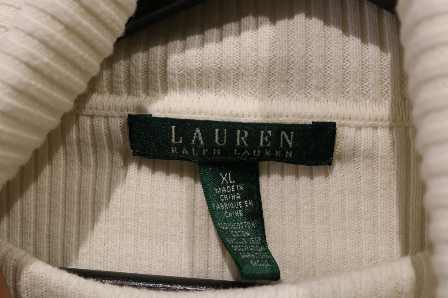 Lauren-Ralph-Lauren Turtle-Neck Sweater | Vintage Ribbed Knit Classic Pullover | Minimalist Cream Sweater