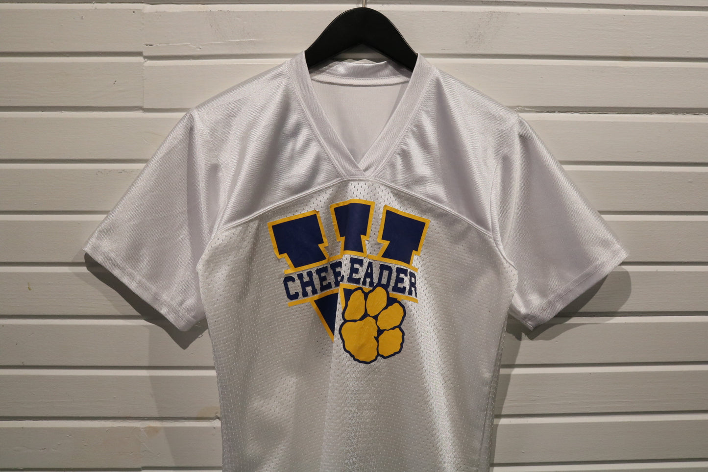 Russell Athletic Wildcats Cheerleader Jersey | Vintage Cheer Tee | White Mesh Sports Shirt