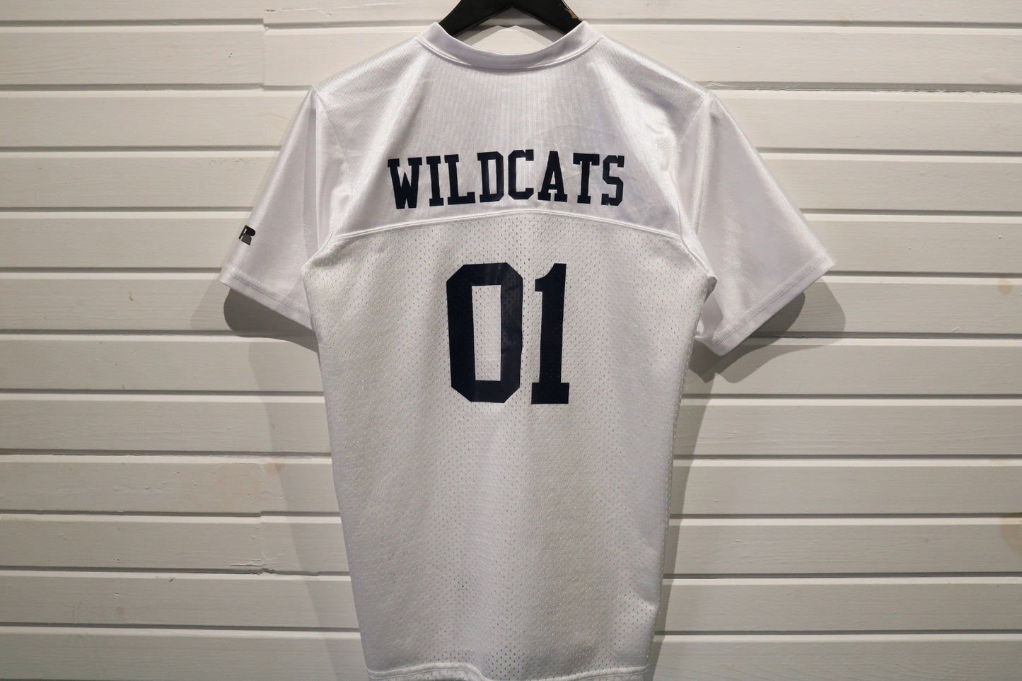 Russell Athletic Wildcats Cheerleader Jersey | Vintage Cheer Tee | White Mesh Sports Shirt