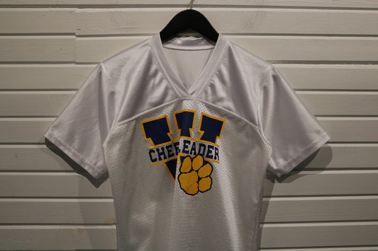 Russell Athletic Wildcats Cheerleader Jersey | Vintage Cheer Tee | White Mesh Sports Shirt