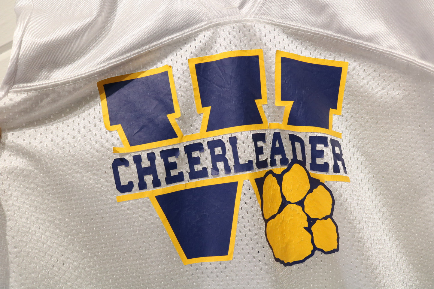 Russell Athletic Wildcats Cheerleader Jersey | Vintage Cheer Tee | White Mesh Sports Shirt