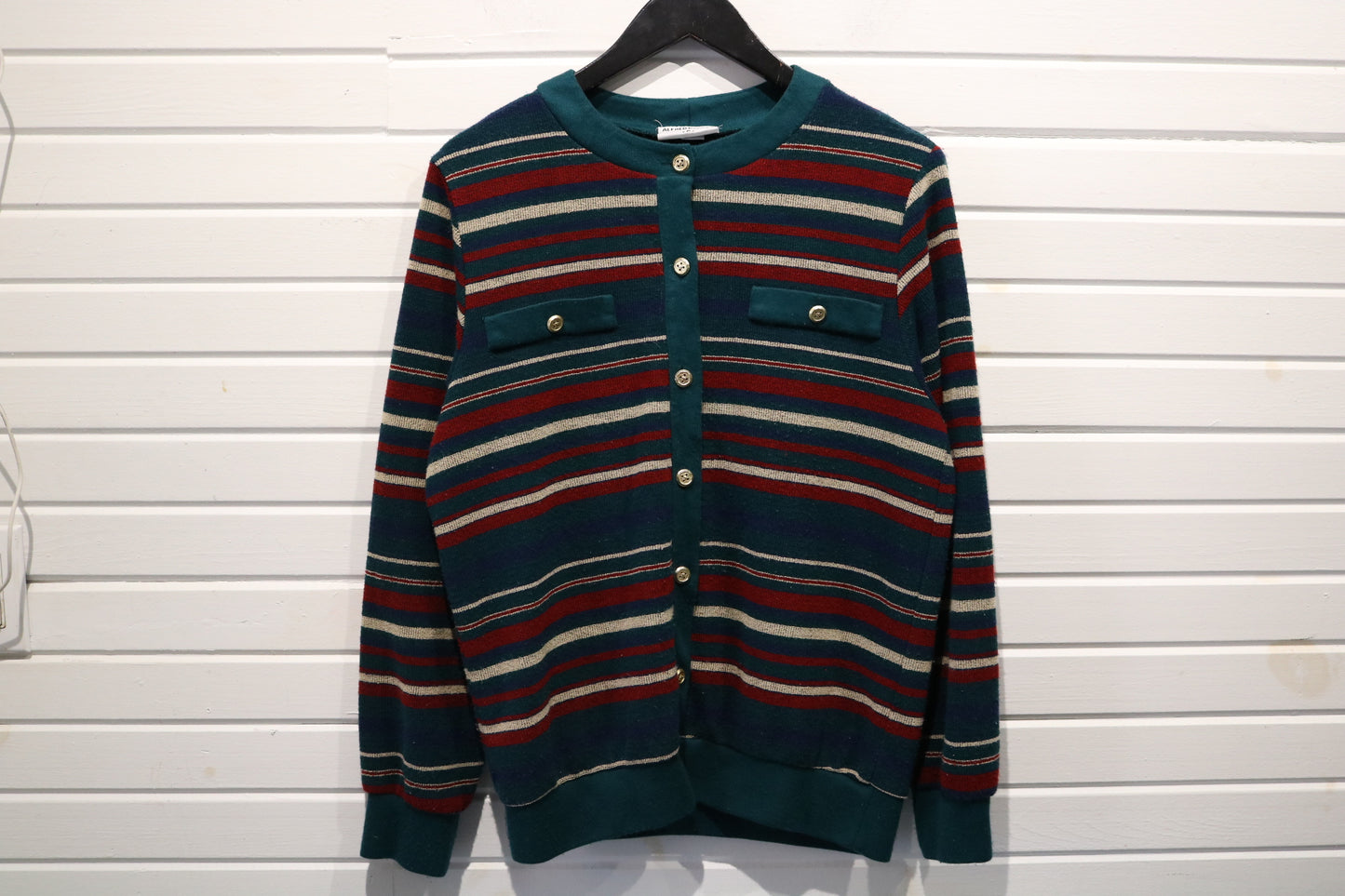 Alfred-Dunner Cardigan | Vintage 1980s Striped Button-Up Knit Sweater | Classic Retro Layer
