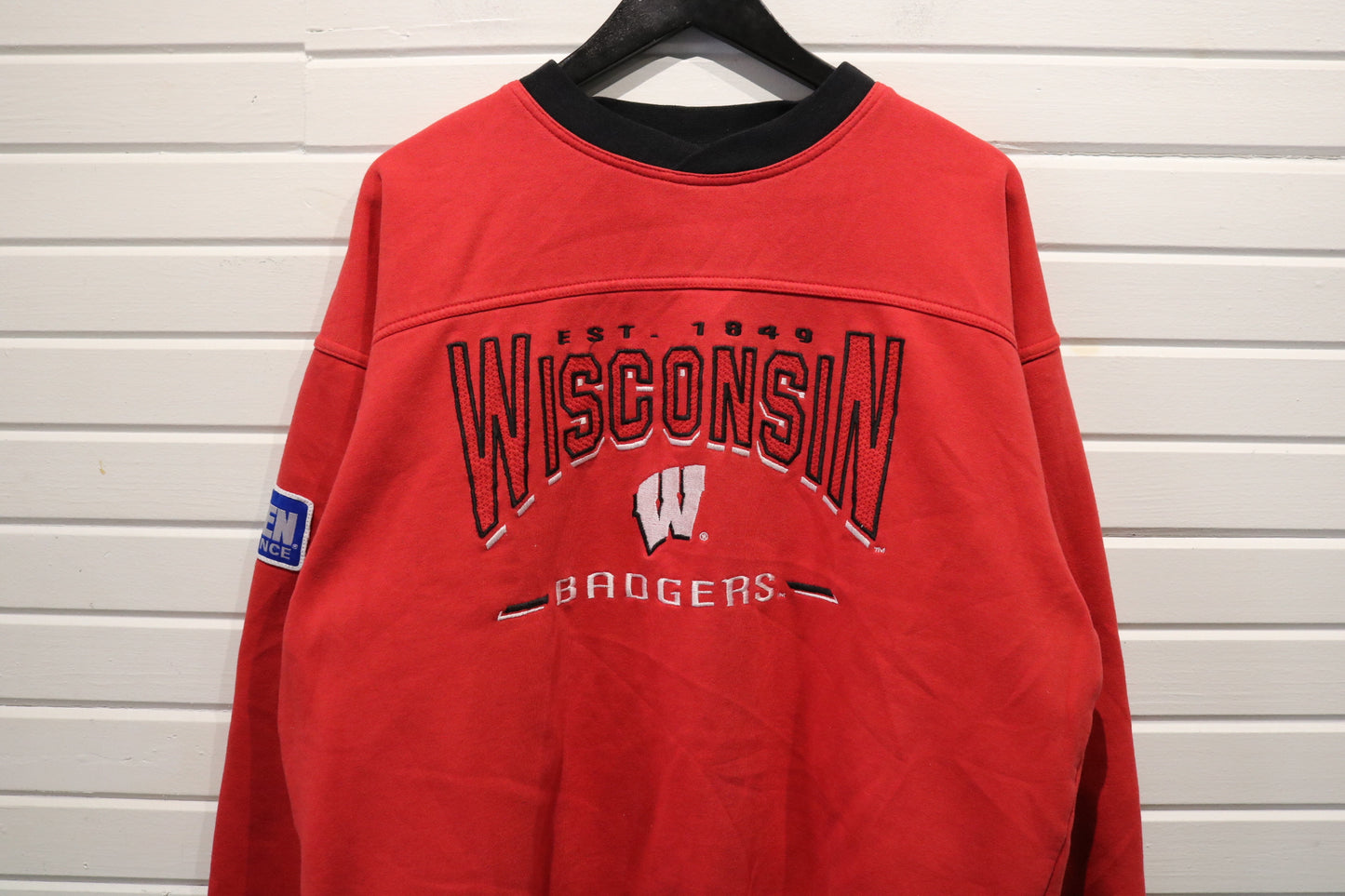 Wisconsin Badgers Sweatshirt | Vintage 1990s Embroidered Pullover Crewneck | Big Ten College Fan Apparel
