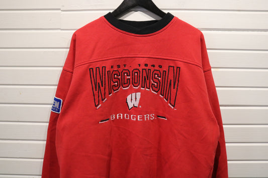 Wisconsin Badgers Sweatshirt | Vintage 1990s Embroidered Pullover Crewneck | Big Ten College Fan Apparel