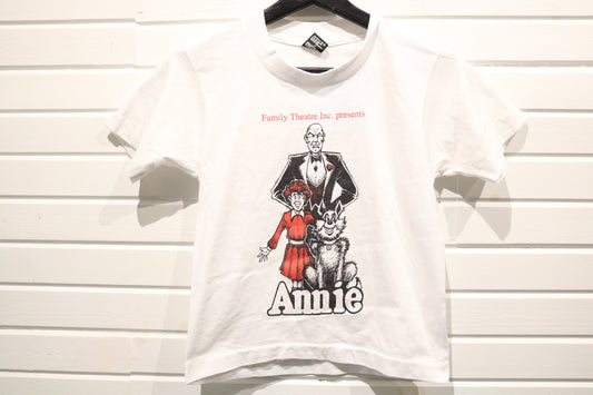 Annie Musical T-Shirt | Vintage 1980s Family Theatre Promo Graphic Tee | Classic Broadway Style Short Sleeve Shirt