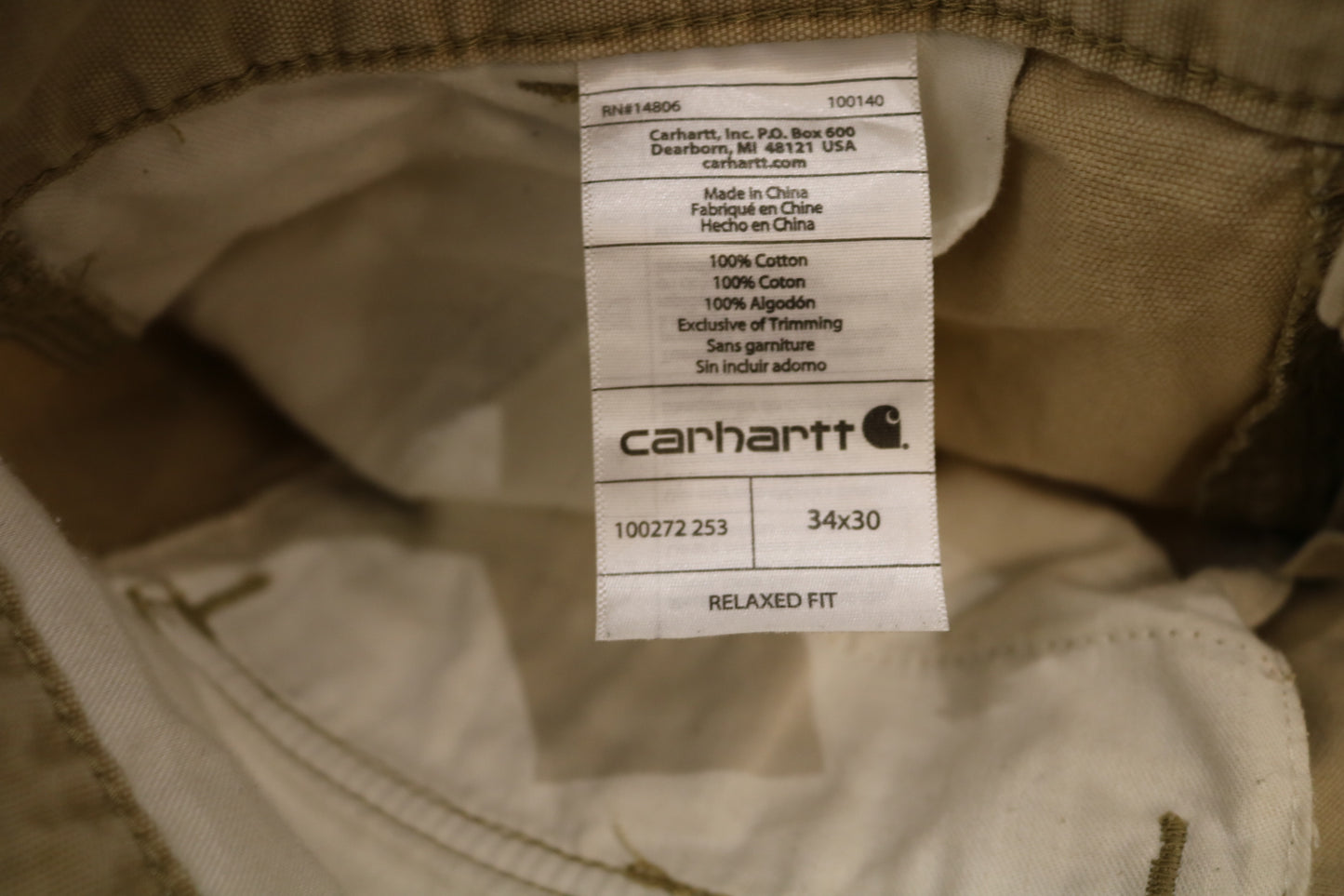 Carhartt Cargo Pants | Vintage Relaxed Fit Utility Work Trousers | Classic Tan Cotton Workwear