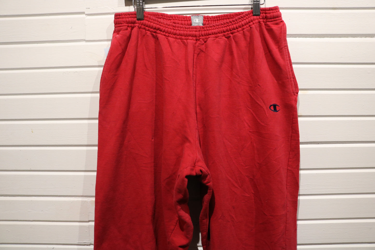 Champion Sweatpants | Vintage 90s Red Elastic Waist Joggers | Classic Streetwear Lounge Pants