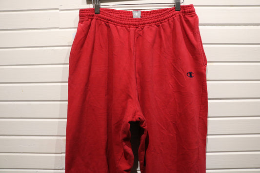 Champion Sweatpants | Vintage 90s Red Elastic Waist Joggers | Classic Streetwear Lounge Pants