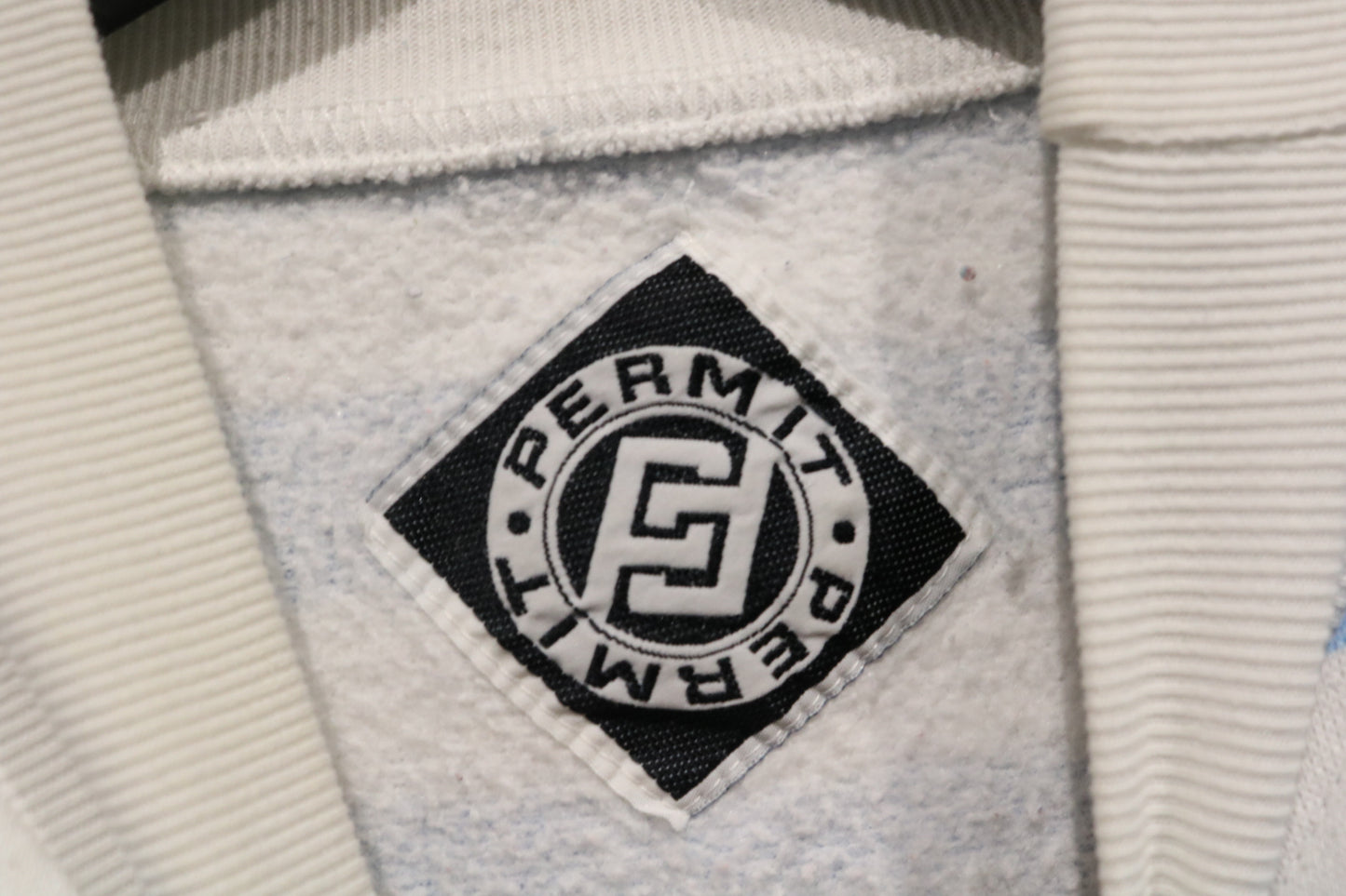 Permit Sport Stripe Sweatshirt | Vintage 90s Blue-White Graphic Pullover | Unisex Casual Top