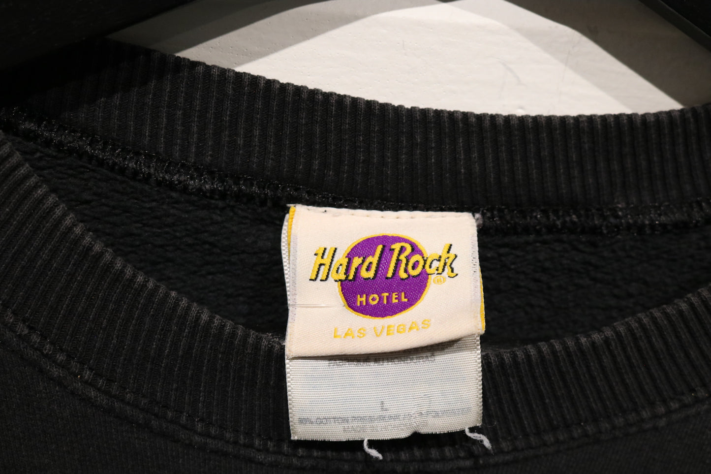 Hard-Rock-Hotel Las Vegas Sweater | Vintage Flame Embroidered Crewneck Sweatshirt | Distressed Detail Music Collectible