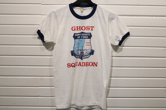 Ghost Squadron Ringer T-Shirt | Vintage 1970s Confederate Air Force Graphic Tee | Aviation Collectible Shirt