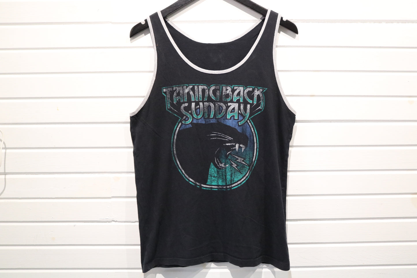 Taking-Back-Sunday Tank Top | Vintage Band Graphic Muscle Shirt | Black Panther Print Concert Wear