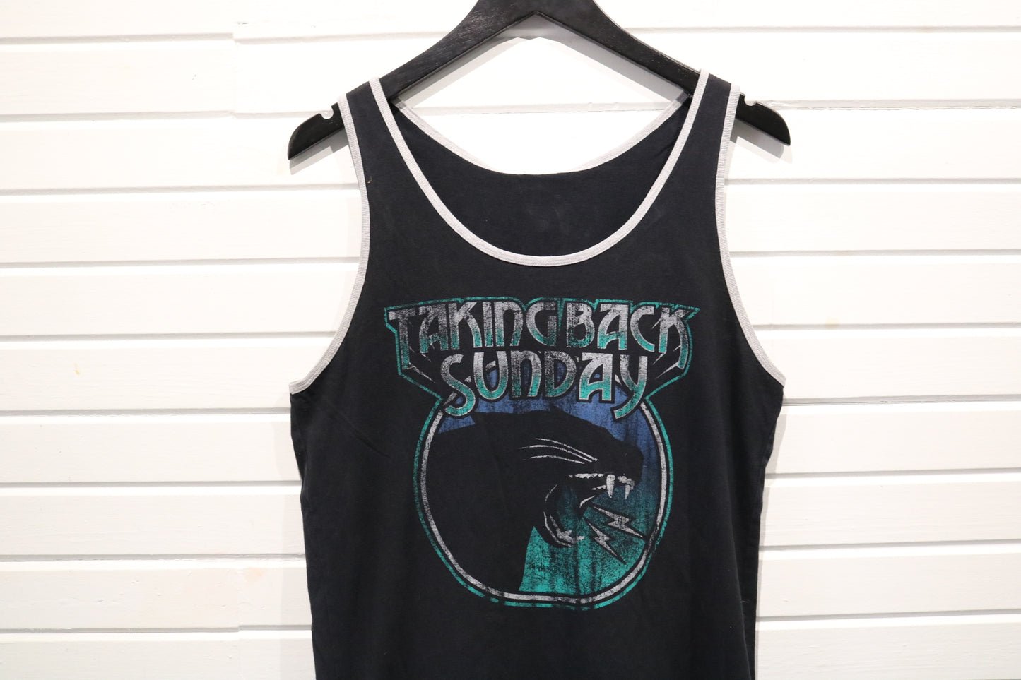 Taking-Back-Sunday Tank Top | Vintage Band Graphic Muscle Shirt | Black Panther Print Concert Wear