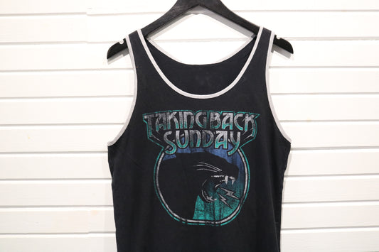 Taking-Back-Sunday Tank Top | Vintage Band Graphic Muscle Shirt | Black Panther Print Concert Wear