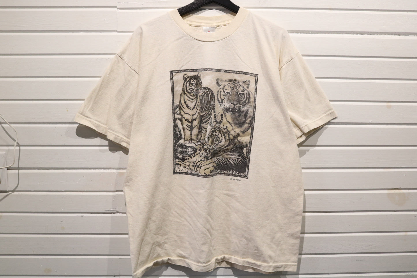 Sun-Active Tiger Graphic T-Shirt | Vintage Wildlife Art Print Tee | Nature Animal Top