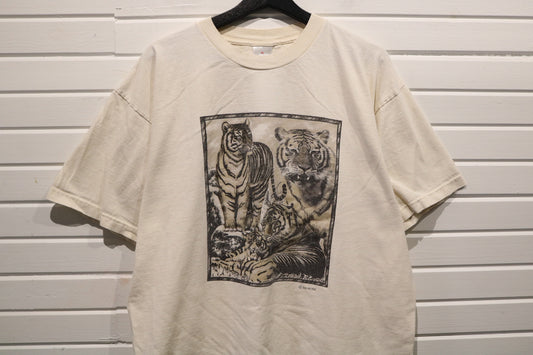 Sun-Active Tiger Graphic T-Shirt | Vintage Wildlife Art Print Tee | Nature Animal Top