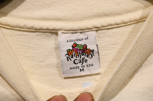 Rainforest-Cafe T-Shirt | Vintage 90s Animal Graphic Souvenir Tee | Cream Short Sleeve Shirt