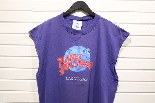 Planet-Hollywood Las Vegas Muscle Tee | Vintage 90s Sleeveless Graphic T-Shirt | Retro Tourist Souvenir Top