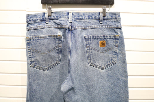 Carhartt Jeans | Vintage 1990s Straight Leg Denim Pants | Relaxed Fit Workwear Style | Classic Blue Wash