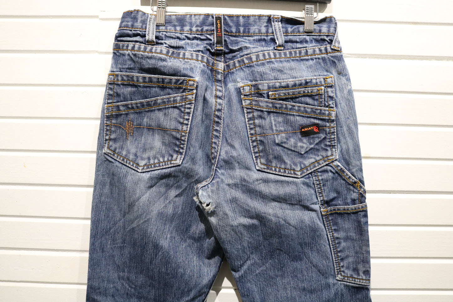 Ariat-Work Jeans | Vintage 2000s Low-Rise Bootcut Carpenter Denim Pants | Classic Western Workwear