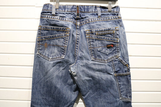 Ariat-Work Jeans | Vintage 2000s Low-Rise Bootcut Carpenter Denim Pants | Classic Western Workwear