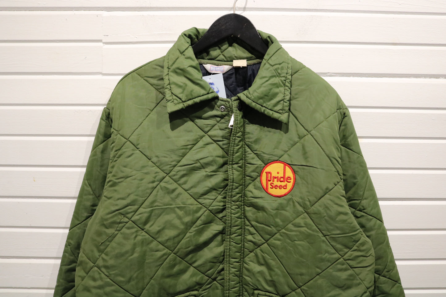 Big Smith Quilted Jacket | Vintage 1980s Pride Seed Patch Workwear Outerwear | Olive Green Diamond Stitch