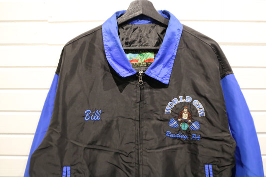 Tony-Nowak World-Gym Jacket | Vintage 90s Reading-PA Gorilla Embroidered Bomber | Athletic Sportswear