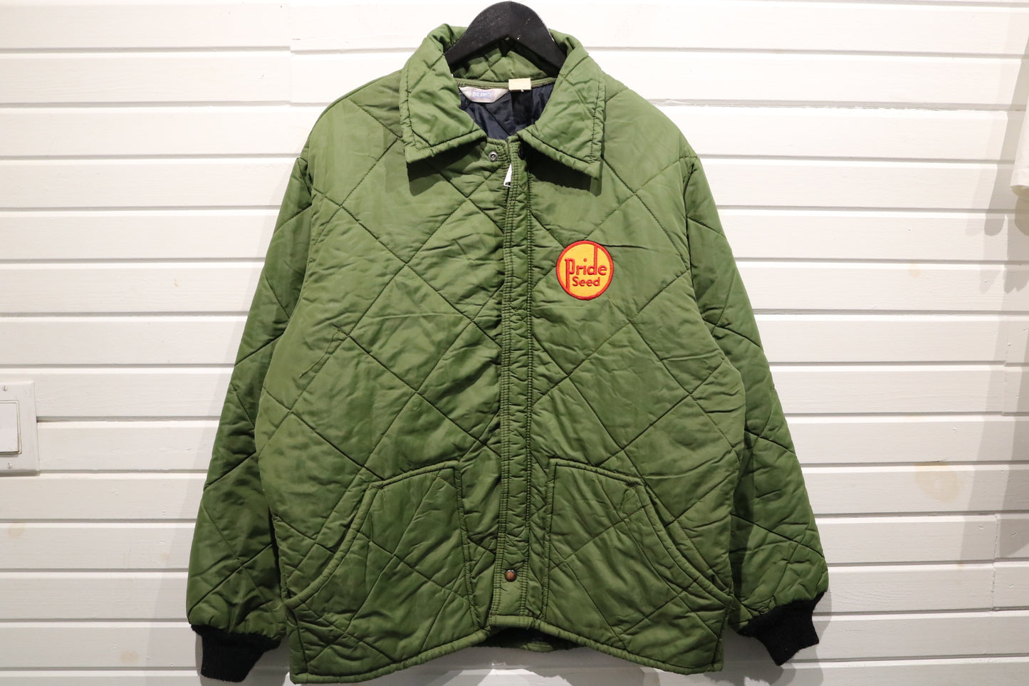 Big Smith Quilted Jacket | Vintage 1980s Pride Seed Patch Workwear Outerwear | Olive Green Diamond Stitch