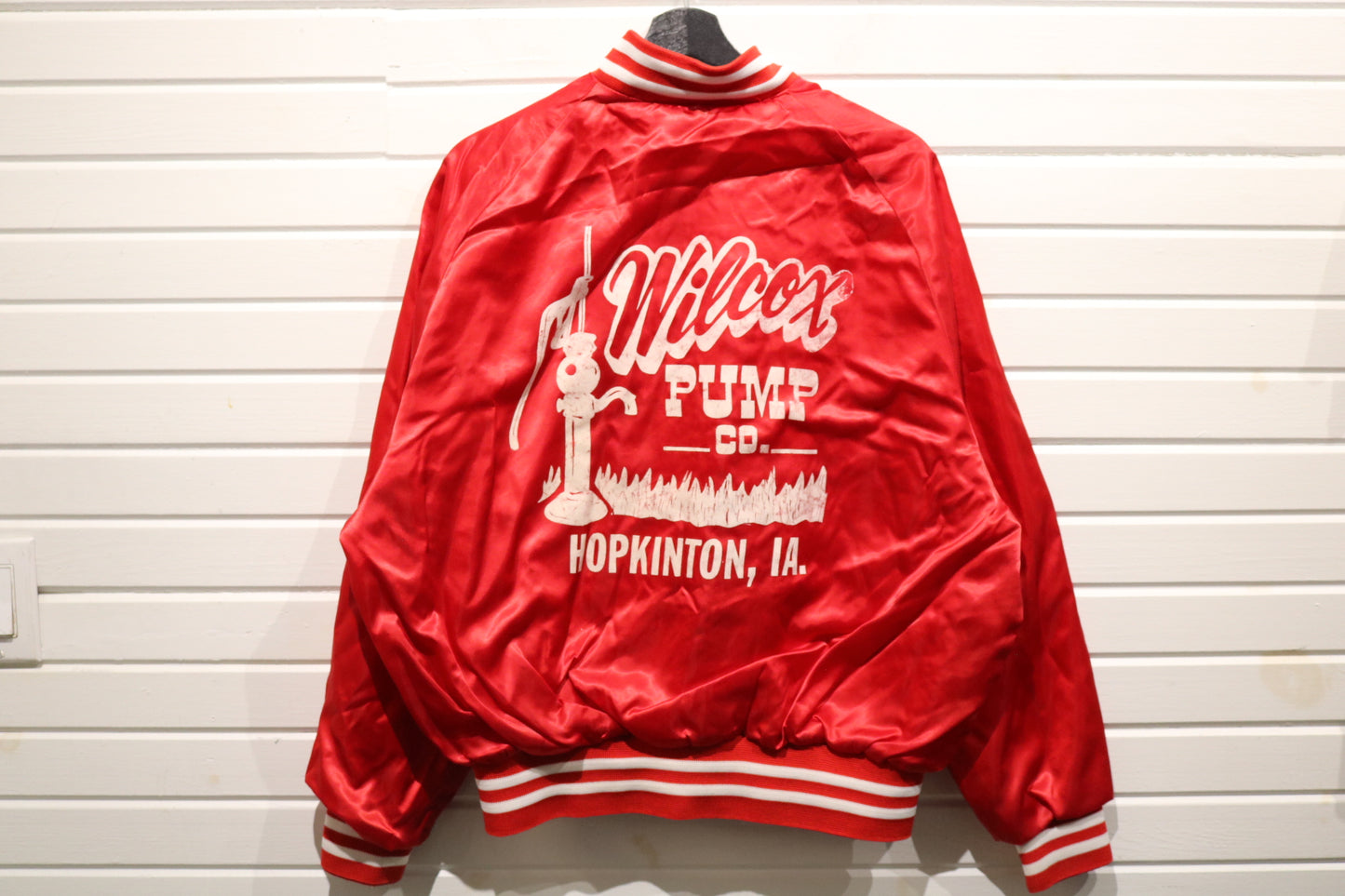 Aristo-Jac Wilcox-Pump Satin Jacket | Vintage 80s Red Varsity Bomber | Hopkinton IA Workwear