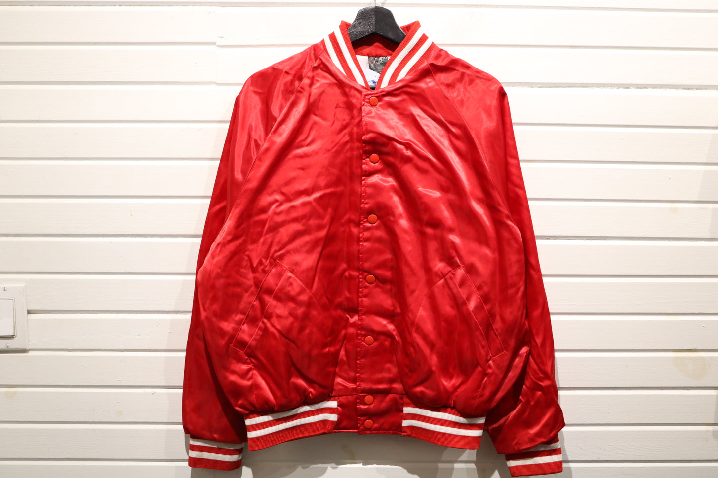 Aristo-Jac Wilcox-Pump Satin Jacket | Vintage 80s Red Varsity Bomber | Hopkinton IA Workwear