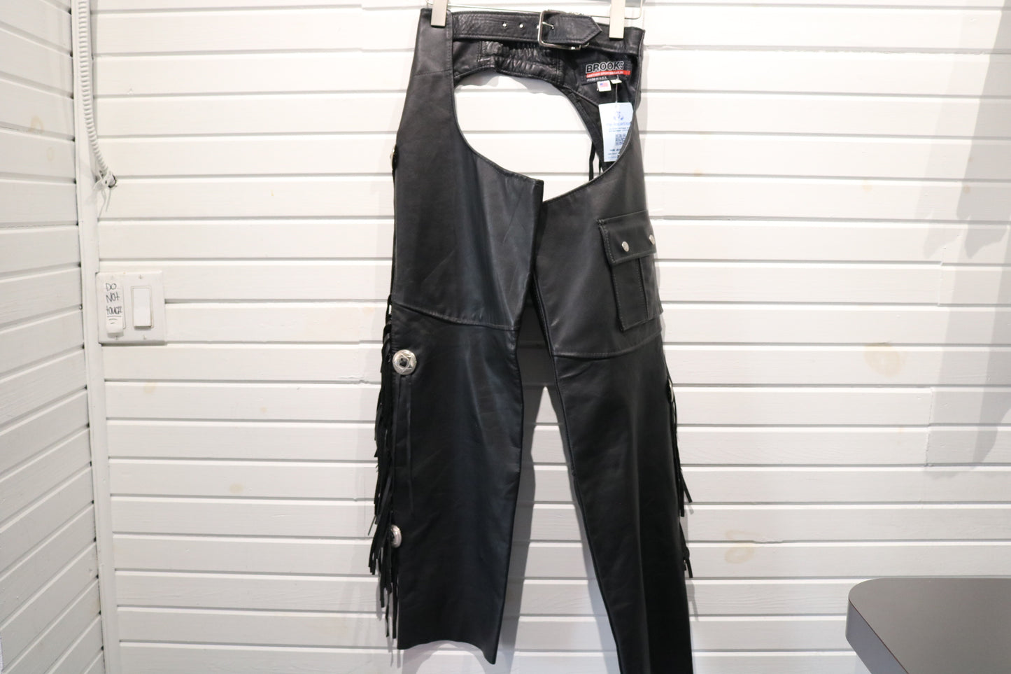 Brooks Leather Chaps | Vintage 90s Black Fringed Motorcycle Riding Pants | Western Biker Gear