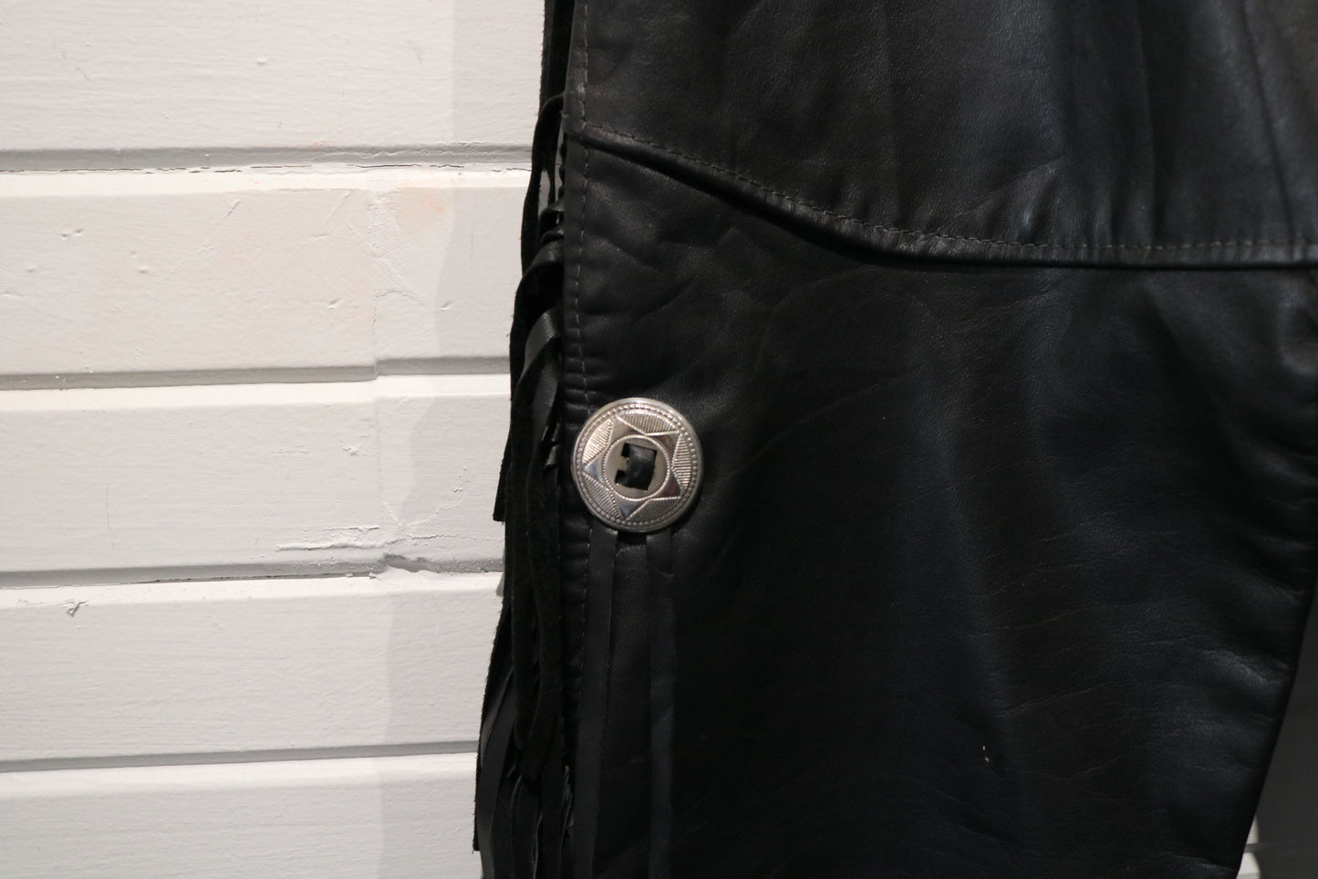 Brooks Leather Chaps | Vintage 90s Black Fringed Motorcycle Riding Pants | Western Biker Gear