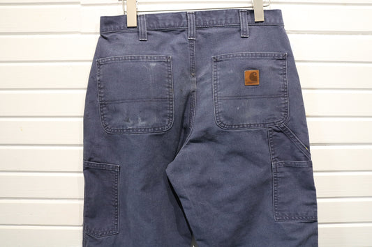 Carhartt Dungaree Work Pants | Vintage Workwear Utility Carpenter Pants | Classic Blue Sturdy Cotton Trousers