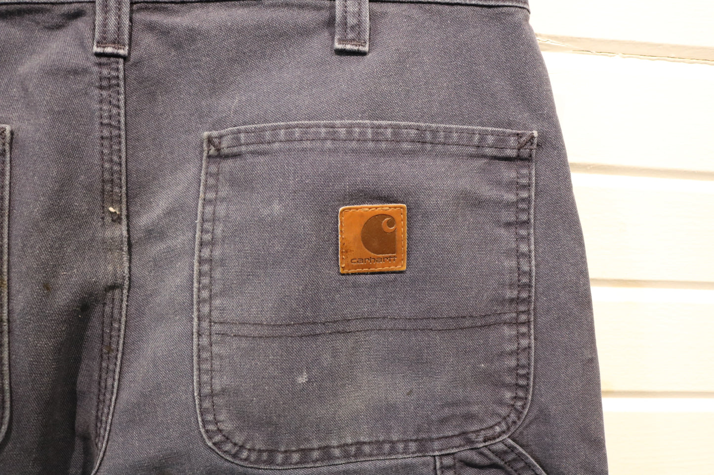 Carhartt Dungaree Work Pants | Vintage Workwear Utility Carpenter Pants | Classic Blue Sturdy Cotton Trousers