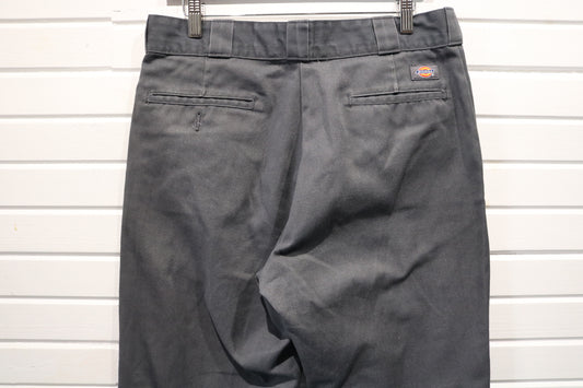 Dickies Work Pants | Vintage Charcoal Straight-Leg Men's Trousers | Classic Durable Workwear