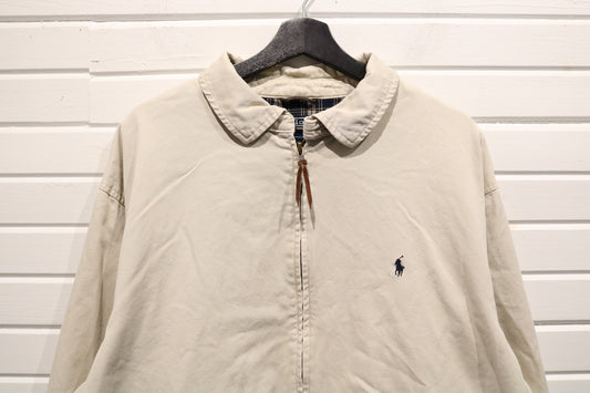 Polo Ralph-Lauren Jacket | Vintage Classic Zip-Up Harrington Coat | Beige Polo Bomber | Preppy Outerwear